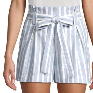 FRAME striped linen and cotton shorts with tie and pockets size 29